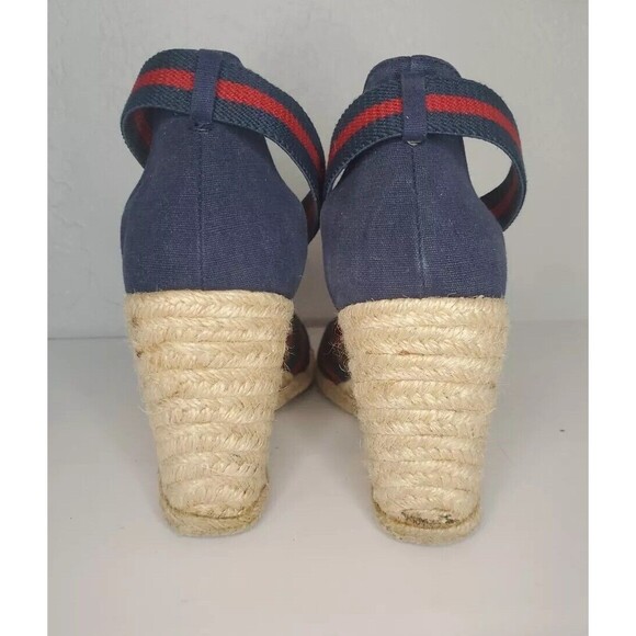 Ralph Lauren Red and Navy Wedge Sandals - Picture 4 of 8